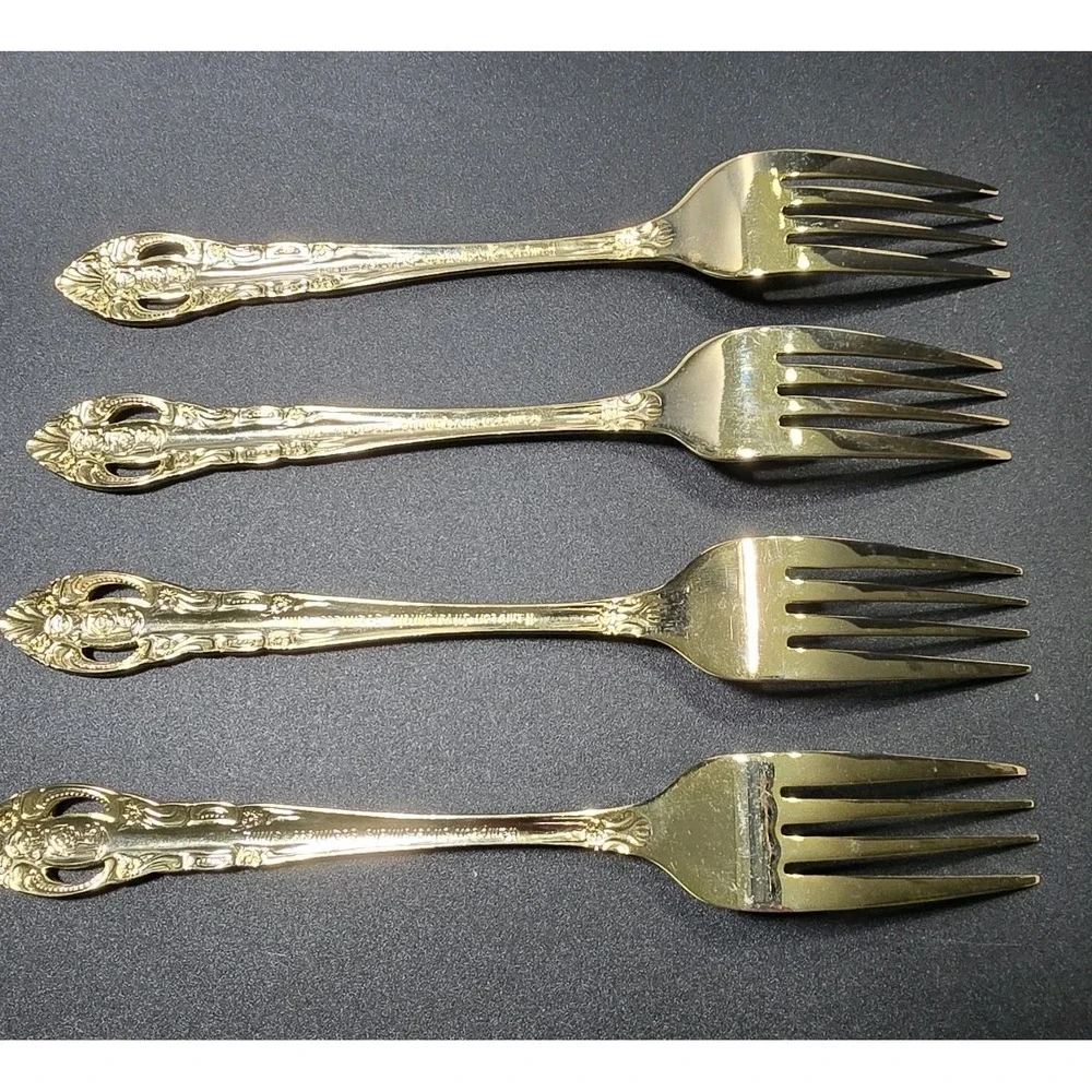 Hampton Silversmith Vintage Gold Plated Dinner Forks Set Of 4 Versailles